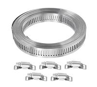 Collier de serrage for tuyau d'arrosage, bande à vis avec attaches, engrenage à vis sans fin, largeur 12,7 mm, réglable, en acier inoxydable 304(3.5M - 10 Snap)