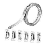 Collier de serrage inox, 5m bande réglable avec 6 attaches pour tuyaux | Fabriqué en acier inoxydable 304 résistant à la corrosion pour une utilisation durable en milieux humides et extérieurs.