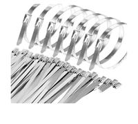 Collier de Serrage Inox Attaches de câble en acier inoxydable, anneaux fixation autobloquants métal, câbles robustes, sangle d'attache à fermeture éclair(4.6x300mm,60PCS)