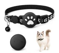 Collier Traceur Chat sans Carte SIM/Abonnement Mensuel, Compatible avec iOS | Traceur Chat Léger sans ABO, Étanche IP67 Tracker Chat Compatible avec Find My, Traceur Chien pour Chien, Chats