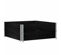 Colliers de Palette 2 Pièces Noir 100x100 cm Pin Massif Empilable | Charnières galvanisées, design pliable, usage intérieur extérieur, lit surélevé, rangement modulable, structure stable