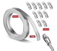 Colliers de Serrage 3,5 M en Acier Inoxydable 304 - Réglables Sans Fin pour Tuyau de Gaz d'Eau/Automobile - 10 Colliers à Vis Inclus