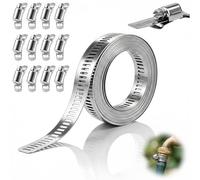 Colliers de serrage en acier inoxydable DIY - 5 m - Bande réglable avec 16 pièces de fixation