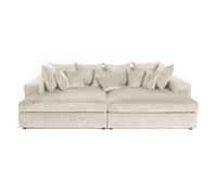 Collins - canapé droit 4 places avec double méridienne - assise profonde - en velours texturé - Beige