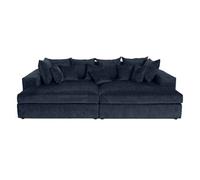 Collins - canapé droit 4 places avec double méridienne - assise profonde - en velours texturé - Bleu