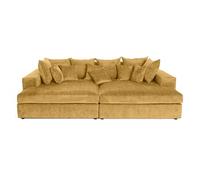 Collins - canapé droit 4 places avec double méridienne - assise profonde - en velours texturé - Jaune