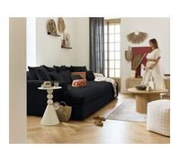 Lisa design – Canapé droit Collins – Velours côtelé 4 places Noir