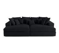 Lisa design – Canapé droit Collins – Velours côtelé 4 places Noir