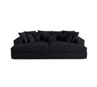 Lisa design – Canapé droit Collins – Velours côtelé 4 places Noir