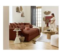 Best mobilier Canapé Collins droit - double méridienne, assise profonde, velours côtelé Terracotta