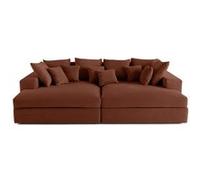 Best mobilier Canapé Collins droit - double méridienne, assise profonde, velours côtelé Terracotta