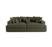 Lisa design Canapé droit Collins 4 places – double méridienne, velours côtelé grosses côtes Vert