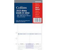 Collins Debden PR2700-23 Recharge pour organiseur personnel semainier 2023 - Compatible avec les organiseurs à six trous - (172 x 96 mm), PR2700-23, blanc