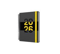 Collins Delta - Calendrier annuel 2026 12 mois, 1 jour par page, avec 1/2 heures de rendez-vous, couverture à spirales A5 - Jaune (FP51.45-26)