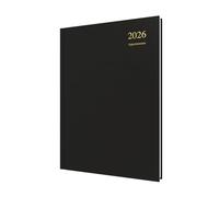Collins - ESSA41A.99-26 Agenda 2026 sur 12 mois, 1 jour par page, avec 1/2 heures de rendez-vous, couverture rigide A4, noir
