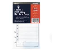 Collins Recharge pour agenda journalier 2024 - Personnel - 1 jour par page avec rendez-vous - Recharge de planificateur quotidien 2024
