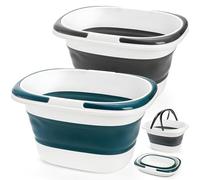 Coloch Lot de 2 seaux à Linge Pliables en Plastique de 16 l avec poignée, Seau à Eau Portable Peu encombrant pour Le Nettoyage de la Maison, Le Lavage de Voiture, la pêche, Le Camping