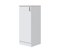 Colonne armoire de cuisine avec 1 porte coloris blanc brillant/chêne canadien- hauteur 148 x longueur 60 x profondeur 60 cm - -