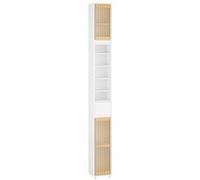 Colonne Armoire pour Salle de Bain en Bois Blanc à 6 Étagères Réglables 20x20x180cm BZR34-BW