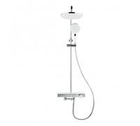 Colonne bain/douche avec douchette 3 jets, Mitigeur thermostatique, Barre réglable en hauteur Blanc/Chrome