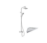 Colonne bain douche thermostatique Vernis Shape 230 chromé + tablette AddStoris