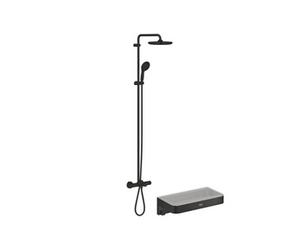 Colonne bain douche thermostatique Vitalio Start System noir mat + Panier douche Start Cube
