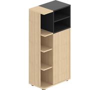 Colonne basse en chêne clair et noir, 50 x 28,3 x 108,6