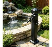 Colonne de caractéristiques d'eau extérieure, robinet doré pour Patio, pelouse, arrière-cour, bouche d'incendie en acier inoxydable avec double entrée et support de tuyau