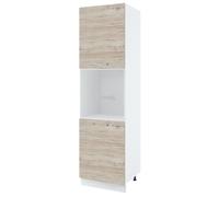Colonne de cuisine pour four encastrable Bellissi Noyer Blanchi 2 portes L 60 cm - Cuisineandcie