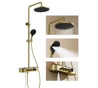 Colonne de douche 3-en-1, 28 cm, finition or brossé, en laiton
