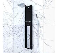 Aurlane Colonne de douche ALPHA BLACK - Hydromassage 22x125cm Verre trempé Plaque inox Noir