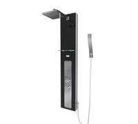 Colonne de Douche à Hydromassage 22x125cm - Verre Trempé avec plaque Inox - ALPHA BLACK