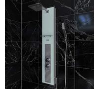 Aurlane Colonne de douche hydromassante ALPHA WHITE 22 x 125 cm Verre trempé Plaque inox Blanc