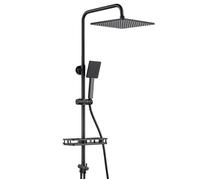 Colonne de Douche - AURALUM MAX - Sans Mitigeur - Hauteur réglable 72-110CM - Étagère de rangement - Noir