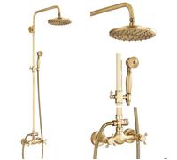 Colonne de douche avec mélangeur de douche en laiton vintage avec douche et pomme de douche 80-120 cm réglable