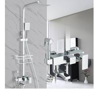 Colonne de Douche avec Mitigeur Mécanique, Ensemble de Douche Réglable en Hauteur, Mitigeur Douche Set, Chromé