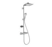 Colonne de douche avec mitigeur thermostatique + Douche de tête Crometta E 240 + Douchette 2 jets + Porte savon