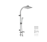 tectake® Colonne de douche 49 x 20 x 110 cm, Colonne salle de bain en Aluminium, Tete de douche et Douchette, Anti calcaire, Pommeau de douche, Effet pluie, Raccordements DIN, Baignoire, Salle de bain