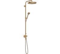 Colonne de douche AXOR One avec thermostat et pomme de douche de toit, 280, 1 jet, technologie EcoSmart, installation encastrée, finition bronze brossé