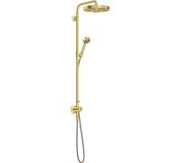 Colonne de douche AXOR One avec thermostat et pommeau de douche de tête 280, 1 jet, encastrée, finition laiton brossé