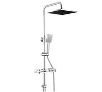 Colonne de Douche Carée- Auralum Max - Sans Mitigeur - Étagère de rangement - Hauteur réglable 72-110CM - Chromé