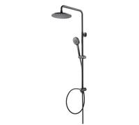 Colonne de douche - CECIPA MAX - Noir inox - Pomme 22 cm 3 modes - Hauteur réglable 75-110 cm