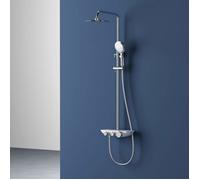 Colonne de douche chromé Sogood système de douche flexible avec robinetterie mitigeur douchette à mains pomme haute