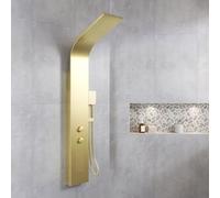 Colonne de douche Effet Pluie - 140x20cm - Acier inoxydable Or brossé