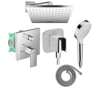 Colonne de douche encastrée mécanique HANSGROHE Vernis Shape Douche de tête Crometta Flexible Métaflex Douchette Crometta chromé