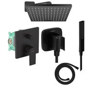 Colonne de douche encastrée mécanique HANSGROHE Vernis Shape Douche de tête Vernis Shape Flexible Isiflex Douchette PulsifyE noir