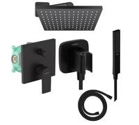 Colonne de douche encastrée mécanique HANSGROHE Vernis Shape Douche de tête Vernis Shape Flexible Isiflex Douchette PulsifyE noir