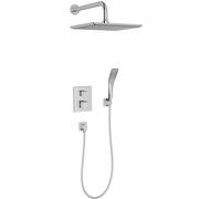 Jacob Delafon - Pack Robinetterie Douche Encastrée Thermostatique MODULO - Kit Tout-en-Un - Tête Carrée 28cm, Douchette 1 Jet - Finition Chrome - E30757-CP