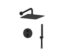 Jacob Delafon - Pack Robinetterie Douche Encastrée Thermostatique METRO - Kit Tout-en-Un - Tête Carrée 25cm, Douchette 2 Jets - Finition Noir Mat - E38680-BL
