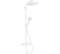 Colonne de douche hansgrohe Croma Select S 280, avec pomme de douche 1 jet EcoSmart, thermostat et douchette de main Raindance Select S 120, 3 jets, finition blanc mat
